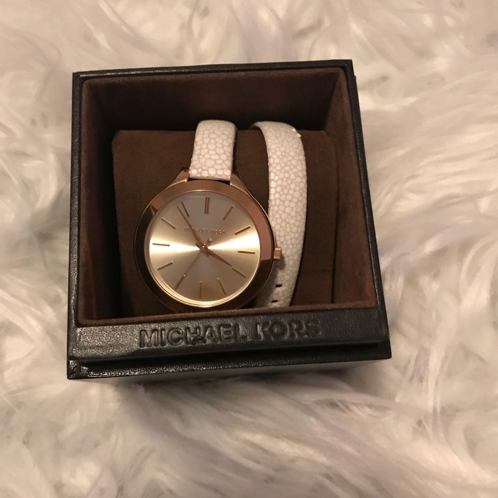 Authentic white michael kors watch